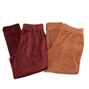 Wild Fable velvet velour jogger pants set of two pair rust burgundy